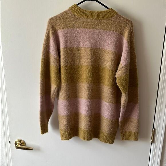 Madewell Pink and Gold Stripe Alpaca blend Crewneck Sweater Size M NWOT - Picture 3 of 5